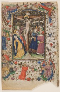 Blatt aus einem Stundenbuch: Die Kreuzigung von Master of Guillebert de Mets