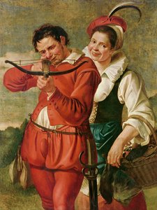 Frau und der Armbrustschütze, ca. 1610 von Master of Harlem
