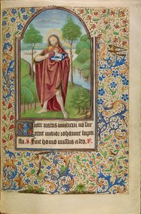 Johannes der Täufer zeigt auf das Lamm Gottes von Master of Jacques of Luxembourg