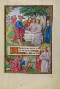 Abraham und die drei Engel von Master of James IV of Scotland