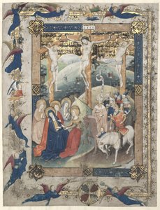 Blatt aus einem Messbuch: Die Kreuzigung Frontispiz für den Kanon der Messe, ca. 1440-1450 von Master of Otto van Moerdrecht