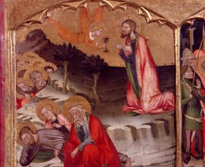 Christus im Garten Gethsemane, ein Engel hält die Kommunion