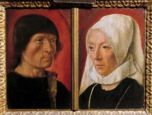 Porträt eines Mannes und seiner Frau. Darstellung eines Paares (Doppelporträt). Gemälde des Meisters von Saint Gilles (tätig zwischen 1490-1510), französische Schule von Master of Saint Giles