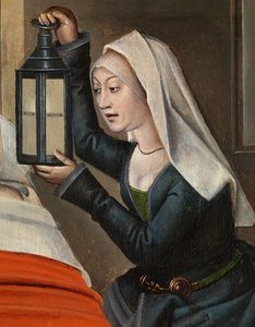 Detail des bösen Metzgers, vom Altarbild des Heiligen Nikolaus, ca. 1486-93 von Master of The Legend of St. Lucy
