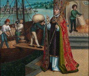Das Wunder des Getreides, vom Altarbild des Heiligen Nikolaus von Master of The Legend of St. Lucy