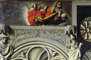 Gott der Vater im Himmel sendet seinen Sohn zur Jungfrau Maria, ca. 1445 (Detail)