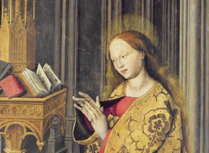 Die Jungfrau Maria liest aus einem Stundenbuch, ca. 1445 (Detail)