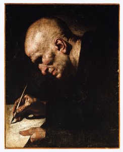 Ein Mönch als Schreiber von Master of the Annunciation to the Shepherds
