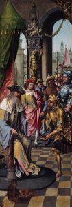 König David erhält das Zisternenwasser von Bethlehem, 1515-1520 von Master of the Antwerp Adoration