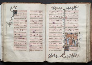 Das Gotha-Missale: Fol. 60v, Text, ca. 1375 von Master of the Boqueteaux