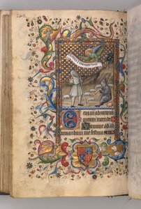 Stundenbuch von Karl dem Edlen, König von Navarra 1361-1425: Verkündigung an die Hirten...verso, c1