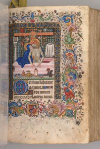 Stundenbuch von Karl dem Edlen, König von Navarra 1361-1425: fol. 128r, Mann der Schmerzen, ca. 1405 von Master of the Brussels Initials and Associates