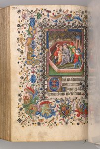 Stundenbuch von Karl dem Edlen, König von Navarra 1361-1425: fol. 161v, Verspottung Christi, um 1405 von Master of the Brussels Initials and Associates