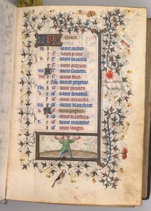 Stundenbuch von Karl dem Edlen, König von Navarra 1361-1425: fol. 3r, März, ca. 1405