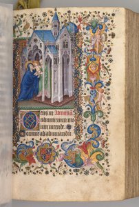 Stundenbuch von Karl dem Edlen, König von Navarra 1361-1425: fol. 82vr, Präsentation..., um 1405