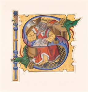 Initiale S mit König David als Schreiber von Master of the Cypresses