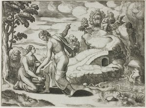 Isoliertes Motiv aus der Geschichte von Psyche von Master of the Die