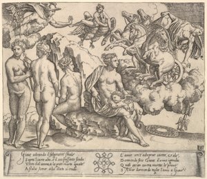 Jupiter stürzt aus einer von Pferden gezogenen Kutsche, Ganymed in Form eines Adlers, 1530-60 von Master of the Die