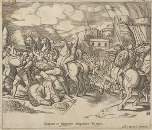 Speculum Romanae Magnificentiae: Der Sieg von Scipio [über Syphax], 16. Jahrhundert von Master of the Die