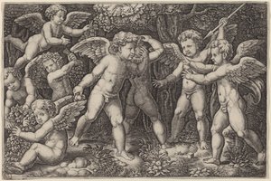 Putti beim Spielen von Master of the Die after Raphael