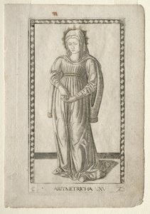 Arithmetik aus den Tarocchi, Serie C: Freie Künste, Nr. 25, vor 1467 von Master of the E Series Tarocchi
