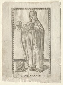 Wohltätigkeit aus den Tarocchi, Serie B: Kosmische Prinzipien & Tugenden, Nr. 38, vor 1467