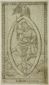 Jupiter, Platte 46 aus Planeten und Sphären von Master of the E Series Tarocchi