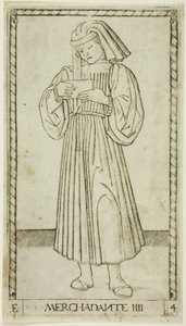 Der Kaufmann, Platte vier aus Die Ränge und Bedingungen der Menschen von Master of the E Series Tarocchi