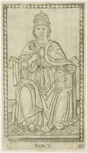 Der Papst, Platte zehn aus Die Ränge und Bedingungen der Menschen von Master of the E Series Tarocchi