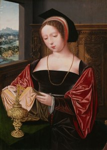 Eine Dame liest (Heilige Maria Magdalena), ca. 1530 von Master of the Female Half Lengths