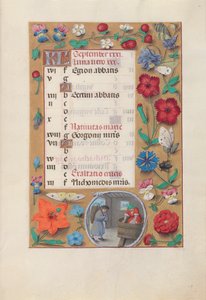 Stundenbuch der Königin Isabella der Katholischen, Königin von Spanien: Fol. 10r, September von Master of the First Prayerbook of Maximillian