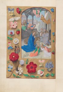 Stundenbuch der Königin Isabella der Katholischen, Königin von Spanien: Fol. 126v, Geburt Christi, ca. 1500 von Master of the First Prayerbook of Maximillian