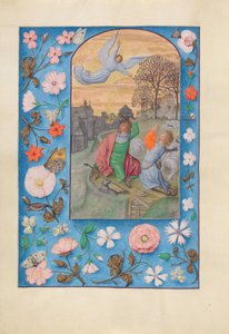 Stundenbuch von Königin Isabella der Katholischen, Königin von Spanien: Fol. 131v, Verkündigung an die Hirten von Master of the First Prayerbook of Maximillian