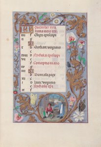 Stundenbuch der Königin Isabella der Katholischen, Königin von Spanien: Fol. 13r, Dezember von Master of the First Prayerbook of Maximillian