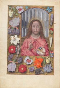 Stundenbuch der Königin Isabella die Katholische, Königin von Spanien: Fol. 14v, Salvator Mundi, um 1500 von Master of the First Prayerbook of Maximillian