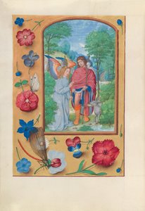Stundenbuch der Königin Isabella der Katholischen, Königin von Spanien: Fol. 181v, St. Rochus, ca. 1500 von Master of the First Prayerbook of Maximillian