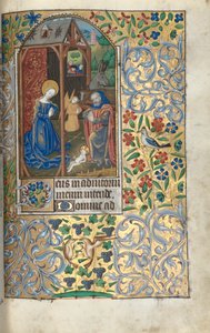 Stundenbuch (Gebrauch von Rouen): Anbetung mit Hirten/Geburt Christi von Master of the Geneva Latini