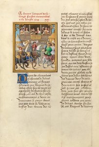 Jacques de Lalaing kommt zu einem Turnier mit den Grafen von Maine und Saint Pol