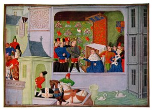 Interview von Richard II. und dem Herzog von Gloucester, 14. Jahrhundert 15. Jahrhundert von Master of the Harley Froissart