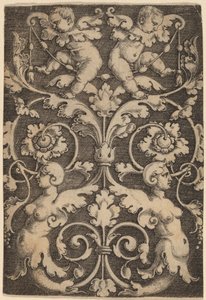 Aufrechtes Ornament mit zwei Sirenen von Master of the Horse Heads
