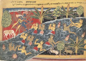 Die Gopis bitten Krishna, ihre Kleidung zurückzugeben..., ca. 1560-65 von Master of the Isarda