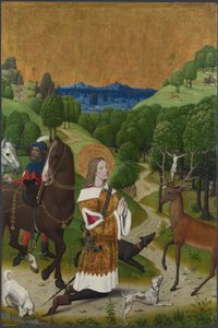 Die Bekehrung des Heiligen Hubertus. Flügel vom Werden-Altar, ca. 1485 von Master of the Life of the Virgin