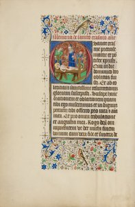 Initiale O: Das Martyrium des Heiligen Erasmus von Master of the Llangattock Hours