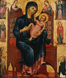 Die Madonna und Christus auf dem Thron mit Heiligen von Master of the Magdalen