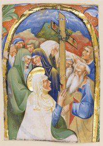Die Auffindung des Heiligen Kreuzes. Aus einem Manuskript Graduale, ca. 1420 von Master of the Murano Gradual