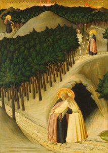 Das Treffen von Heiliger Antonius und Heiliger Paulus von Master of the Osservanza