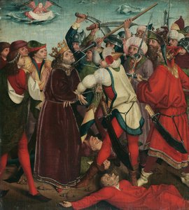 Das Martyrium des heiligen Oswald in der Schlacht von Maserfield, ca. 1480-1485 von Master of the Oswald legend