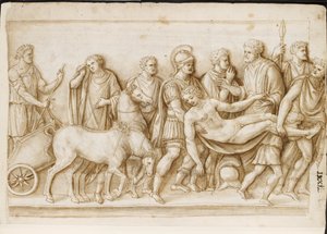 Verso: Die Rückkehr des Meleager, von einem römischen Sarkophag, Rom, Palazzo Barberini, ca. 1512-17 von Master of the Oxford Album