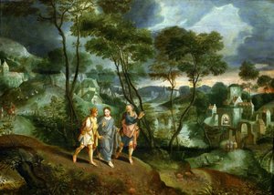 Christus mit Jüngern auf dem Weg nach Emmaus