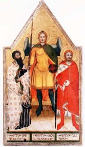 St. Michael der Erzengel mit St. Bartholomäus und St. Julian von Master of the Rinuccini Chapel